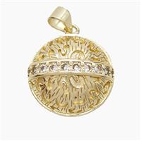 Copper Half-Ball Pendant Pave Zirconia Round Gold Plated, approx 18mm