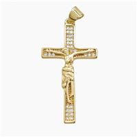 Copper Crucifix Cross Pendant Pave Zirconia 18K Gold Plated, approx 18-32mm