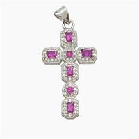 Copper Cross Pendant Pave Zirconia Crystal Glass Platinum Plated, approx 17-28mm