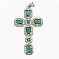 Copper Cross Pendant Pave Zirconia Crystal Glass Platinum Plated, approx 26-42mm