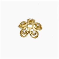 Copper Beadcaps Pave Zirconia Gold Plated, approx 10mm