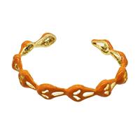 Halloween Ghost Charms Copper Bangle Ornage Enamel Gold Plated, approx 9mm, 50-60mm dia