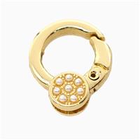Copper Carabiner Clasp Pave Resin Gold Plated, approx 17-20mm