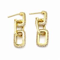 Copper Stud Earrings Pave Zirconia Gold Plated, approx 10-30mm