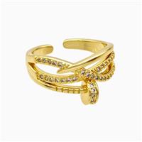 Copper Rings Pave Zirconia 18K Gold Plated, approx 8mm, 18mm dia