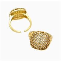 Copper Rings Pave Zirconia 18K Gold Plated, approx 16-18mm, 18mm dia