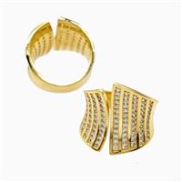Copper Rings Pave Zirconia 18K Gold Plated, approx 23mm, 18mm dia