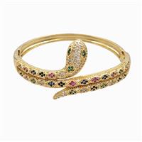 Copper Snake Bangles Pave Zirconia 18K Gold Plated, approx 4-10-30mm, 55mm dia