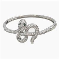 Copper Sanke Bangle Pave Zirconia Platinum Plated, approx 25-30mm, 50-55mm dia