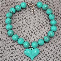 Green Resin Necklace With Heart, approx 19mm, 35-45mm, 40-45cm length