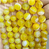 Natural Stripe Agate Beads Golden Dye Smooth Round, approx 8mm