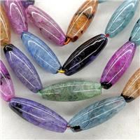 Natural Agate Druzy Rice Beads Mixed Color Dye, approx 13-40mm