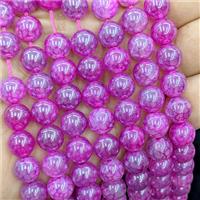 Natural Dragon Veins Agate Beads Hotpink Dye Smooth Round Electroplated, approx 10mm