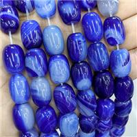 Natural Stripe Agate Barrel Beads Blue Dye, approx 13-18mm