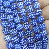 Tibetan Agate Beads Smooth Round Blue Dye, approx 10mm