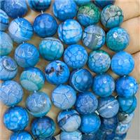 Blue Agate Beads Faceted Round B-Grade Dye, approx 14mm