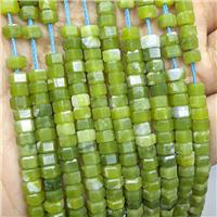 Natural Chinese Nephrite Jade Hexagon Beads Olive, approx 6mm