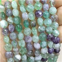 Natural Fluorite Beads Multicolor Faceted Coin, approx 8mm