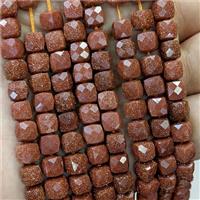 Golden Sandstone Beads Faceted Cube, approx 6-8mm