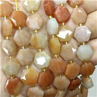 Red Aventurine Hexagon Beads Faceted, approx 12mm