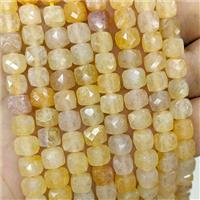 Natural Yellow Honey Jade Beads Faceted Cube, approx 6-8mm