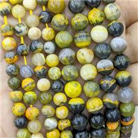 Natural Yellow Bumblebee Jasper Beads Smooth Round, approx 4mm