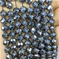 Natural Terahertz Stone Beads Faceted Round, approx 8mm