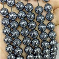 Natural Terahertz Stone Beads Smooth Round, approx 10mm