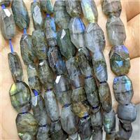 Natural Labradorite Beads Faceted Rectangle, approx 9-13mm