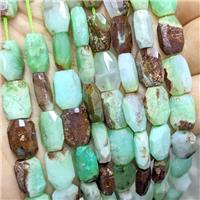 Natural Green Australian Chrysoprase Beads Faceted Rectangle, approx 9-13mm