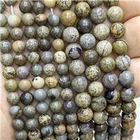 Natural Chinese Chohua Jasper Beads Yellow Smooth Round, approx 8mm