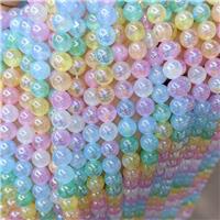 Natural Selenite Beads Multicolor Dye Smooth Round Electroplated, approx 8mm