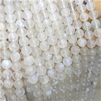 Natural White Moonstone Beads Blue Flash Smooth Round AA-Grade, approx 8mm
