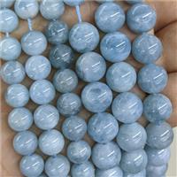 Natural Blue Aquamarine Beads A-Grade Smooth Round, approx 8mm