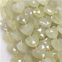 Natural Lemon Quartz Heart Beads Faceted, approx 14mm