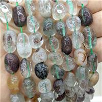Natural Chlorite Crystal Quartz Chips Beads Tumbled Freeform, approx 10-15mm