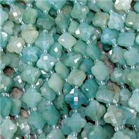 Natural Green Amazonite Clover Beads Faceted, approx 12mm, 27pcs per st