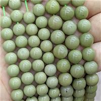 Natural Chinese Alashan Agate Beads Green Alxa Smooth Round, approx 6mm
