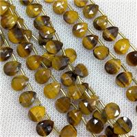 Natural Tiger Eye Stone Beads Faceted Teardrop Topdrilled, approx 8-10mm, 37pcs per st