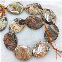 Natural Ocean Jasper Slice Beads Freeform Multicolor, approx 32-42mm