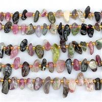 Natural Tourmaline Chips Beads Freeform Multicolor Topdrilled, approx 7-15mm