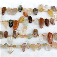 Natural Rutilated Quartz Chips Beads Multicolor Freeform Topdrilled, approx 7-15mm