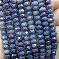 Silver Obsidian Beads Faceted Rondelle Electroplated, approx 5x8mm