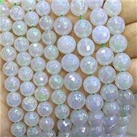 White Agate Beads Faceted Round AB-Color Electroplated, approx 8mm