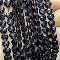 Natural Black Obsidian Heart Beads Faceted, approx 8mm