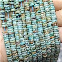 Natural Green Peru Turquoise Heishi Spacer Beads Faceted, approx 2x6mm