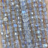 Natural Labradorite Beads Faceted Cube, approx 3mm