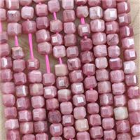 Natural Pink Wood Lace Jasper Beads Faceted Cube, approx 3mm