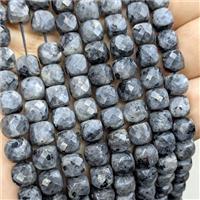 Natural Black Labradorite Beads Faceted Cube, approx 7-8mm