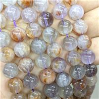 Natural Phantom Quartz Beads Purple Smooth Round, approx 10.5mm